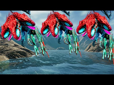 3 Head Indominus Rex Vs Giganotosaurus Vs Mosasaurus - Jurassic World Evolution Dinosaurs Fighting