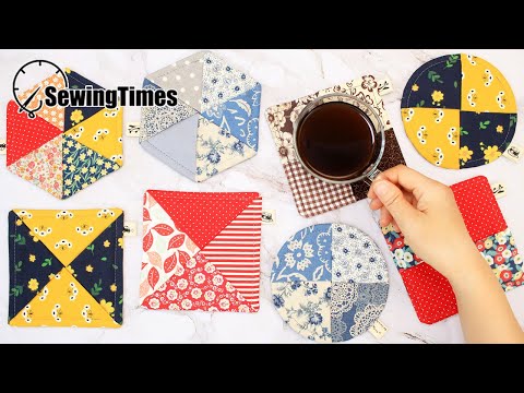 DIY EASY COASTERS 4TYPE for beginner | Home Deco & Sewing Gifts Ideas [sewingtimes]