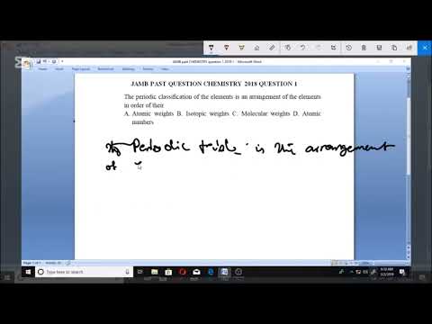 JAMB CHEMISTRY PAST QUESTION 1 2018 Periodic Table