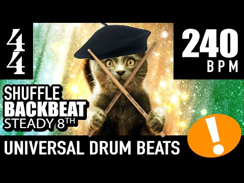 Play Too! 4/4 Backbeat - Shuffle - Steady 8th [240 BPM] Universal Drum Beat Backing Track