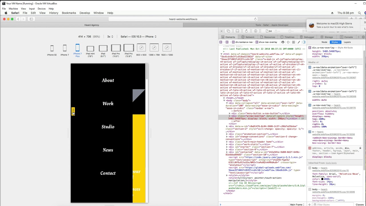 Webflow Mobile Menu Error Safari