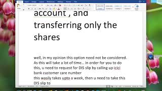 SHARES TRANSFER FROM ICICI SECURITIES TO ZERODHA