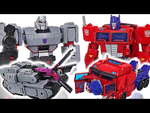 Transformers Cyberverse ultimate class Optimus Prime vs Megatron, dinosuars! - DuDuPopTOY