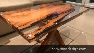 Epoxy coffee table - olive tree and clear epoxy