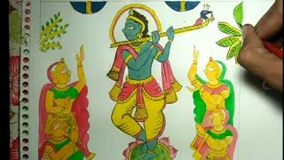 preview picture of video 'Krishna painting | phad painting | krishna'