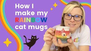 How It's Made: Ceramic Rainbow Cat Mug Full Process and Steps