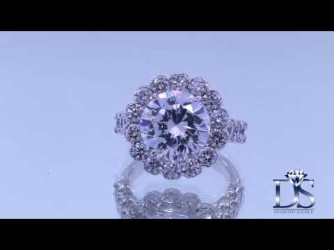 Platinum Engagement Ring Round Brilliant Cut Diamond With Center 4.00ct E SI2 GIA CERT CST442