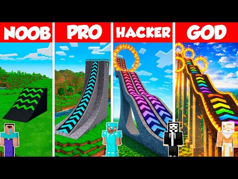 Jump Ramp Build Battle Challenge - Noob vs Pro vs Hacker vs God - Minecraft Animation