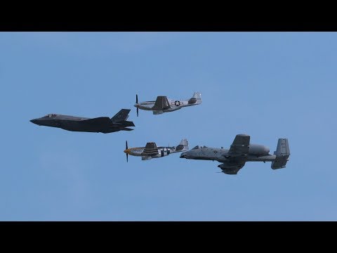 F-35 Lightning, A-10 Warthog and P-51 Mustang Herritage Flight 2017