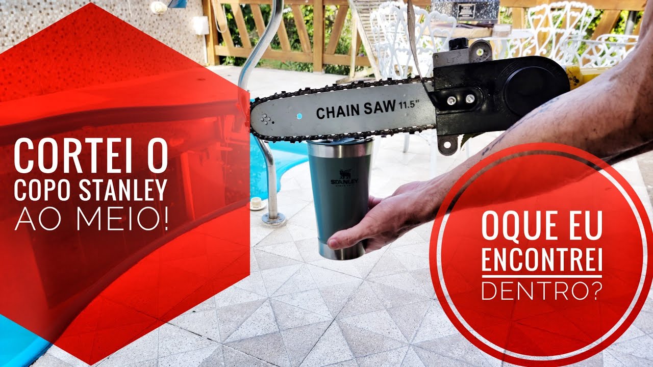 CORTEI meu copo STANLEY ao Meio! Oque será que eu encontrei dentro? bora vê!