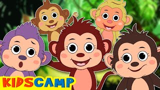 Five Little Monkeys 🙈 | Animals For Kids | KidsCamp Nursery Rhymes