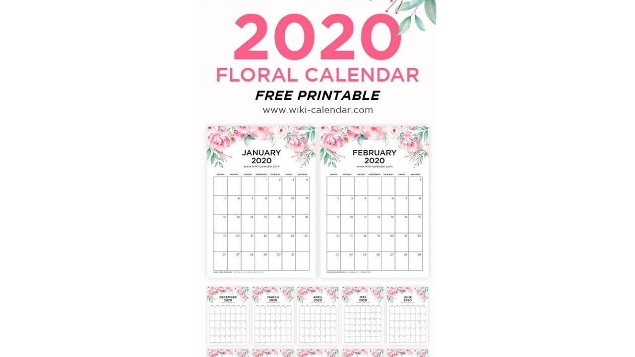 Free Printable Year 2020 Calendar - Wiki-Calendar.Com