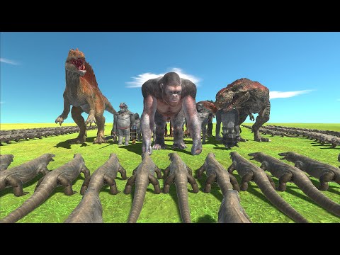 Mutant Primates vs Carnivore Dinosaurs in Komodo Dragon Challenge - Animal Revolt Battle Simulator