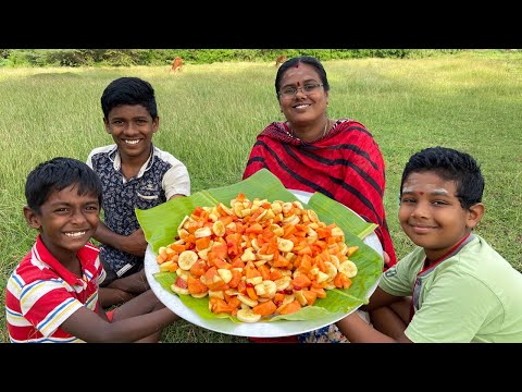 குழந்தைகளுடன் ஒரு Vlog /  Fruit Salad செய்முறை / Healthy Fruit Salad Preparation / Food Money Food