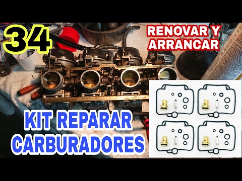 34 Montar kit nuevo carburación en 4 carburadores y arrancar. Suzuki GSXR 750