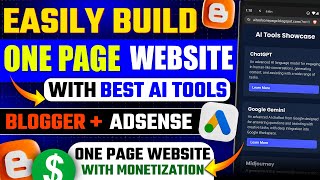 Step by Step: Build One Page Website with AI Tools | Blogger Setup + AdSense Monetization Guide ✅
