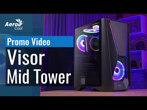 AEROCOOL PGS VISOR-G-BK-v1 ARGB Juodas Mid Tower PC dėklas video