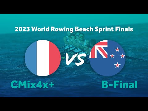 2023 World Rowing Beach Sprint Finals - Coastal Mixed Coxed Quadruple Sculls - B-Final - FRA vs NZL