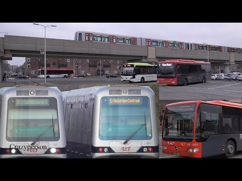 Bussen en RET Rotterdam Metro in Spijkenisse op Oudejaarsdag