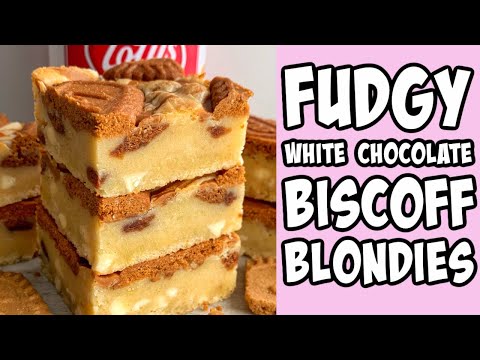 White Chocolate Biscoff Blondies! Recipe tutorial #Shorts