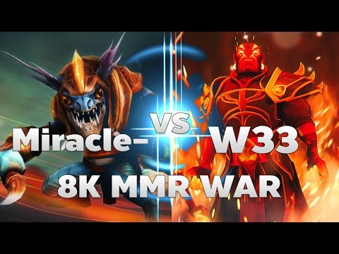 Miracle- Slark (MMR8400) vs W33 Ember (MMR8100) - DotA2 Rage Quit