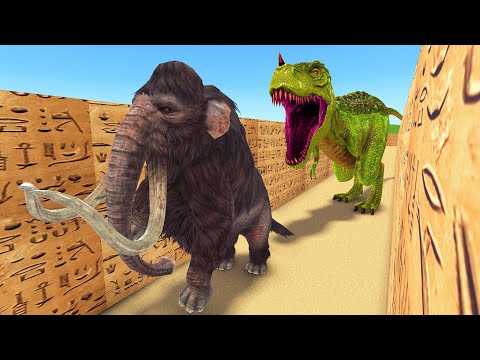 Titan T-rex vs Elephant mammoth escape from maze video compilation | Mammoth life #23