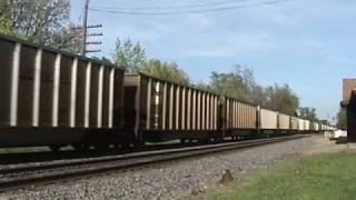 preview picture of video 'BNSF 9851 and a Fast Coal Train in Fairfield, Iowa - 4/27/10'