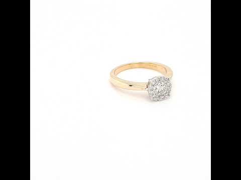 9ct yellow gold cluster diamond engagement ring.