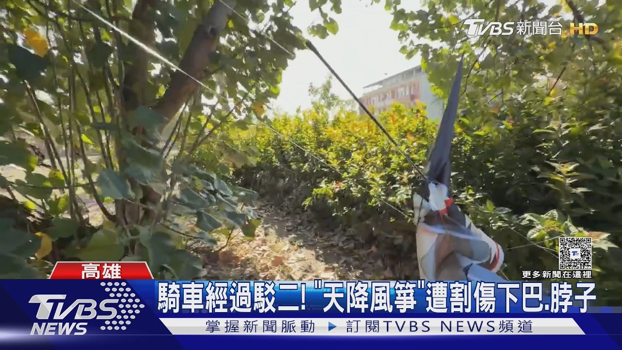 影音/駁二放風箏釀禍! 騎士路過「遭線勒脖」 類似意外已非首次