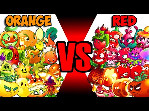 Team ORANGE & YELLOW vs Team RED & PINK Plants - Who Will Win? - PvZ 2 Battlez
