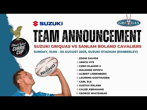 Suzuki Griquas vs Sanlam Boland Cavaliers Sharks Currie Cup 2025 Rd 2