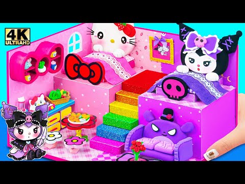 Build Cute My Melody House with Hello Kitty Bedroom, Purple Room for Kuromi 💜 DIY Mini House