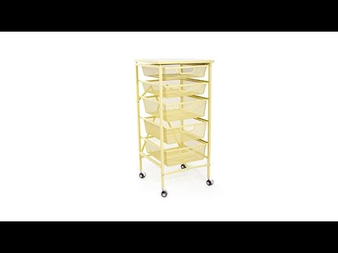 Origami 5Drawer Kitchen Cart with Wooden Top