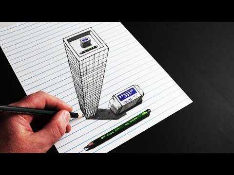 How to draw 3D skyscraper anamorphic illusions