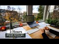 3 HOUR STUDY WITH ME On A RAINY DAY Background Noise 10 Min Break No Music Study With Merve