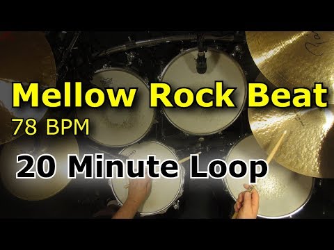 20 Minute Backing Track - Mellow Groove Rock Drum Beat 78 BPM