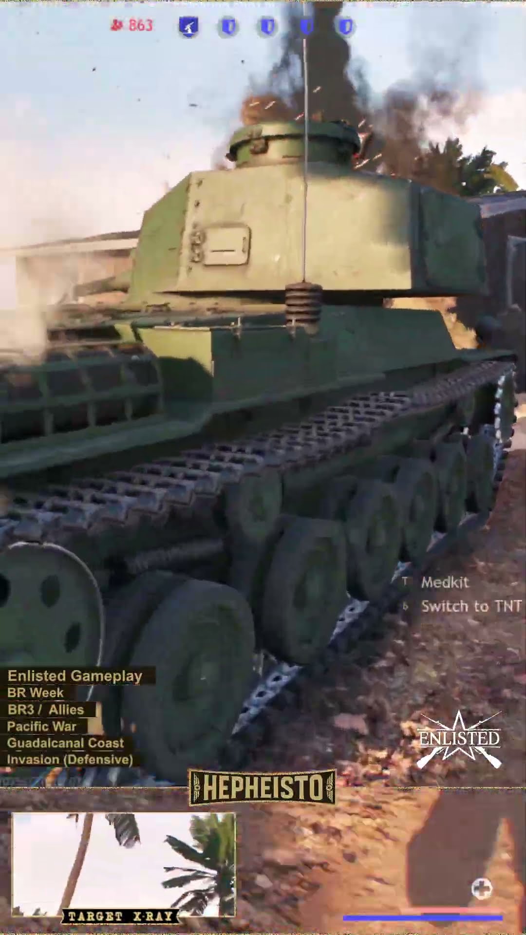 Engineer eiminates Tank Ho-I with TNT Charge