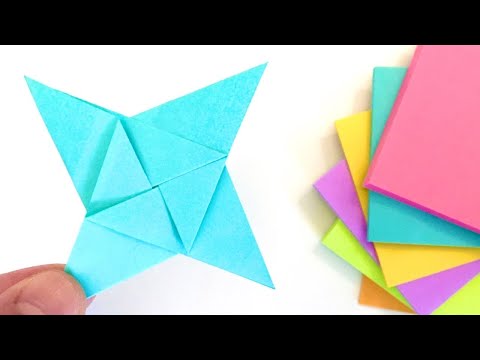 Sticky Note Origami, Ninja Star, Weapons - Step by Step / No cutting, No glue / Post-it Origami Easy