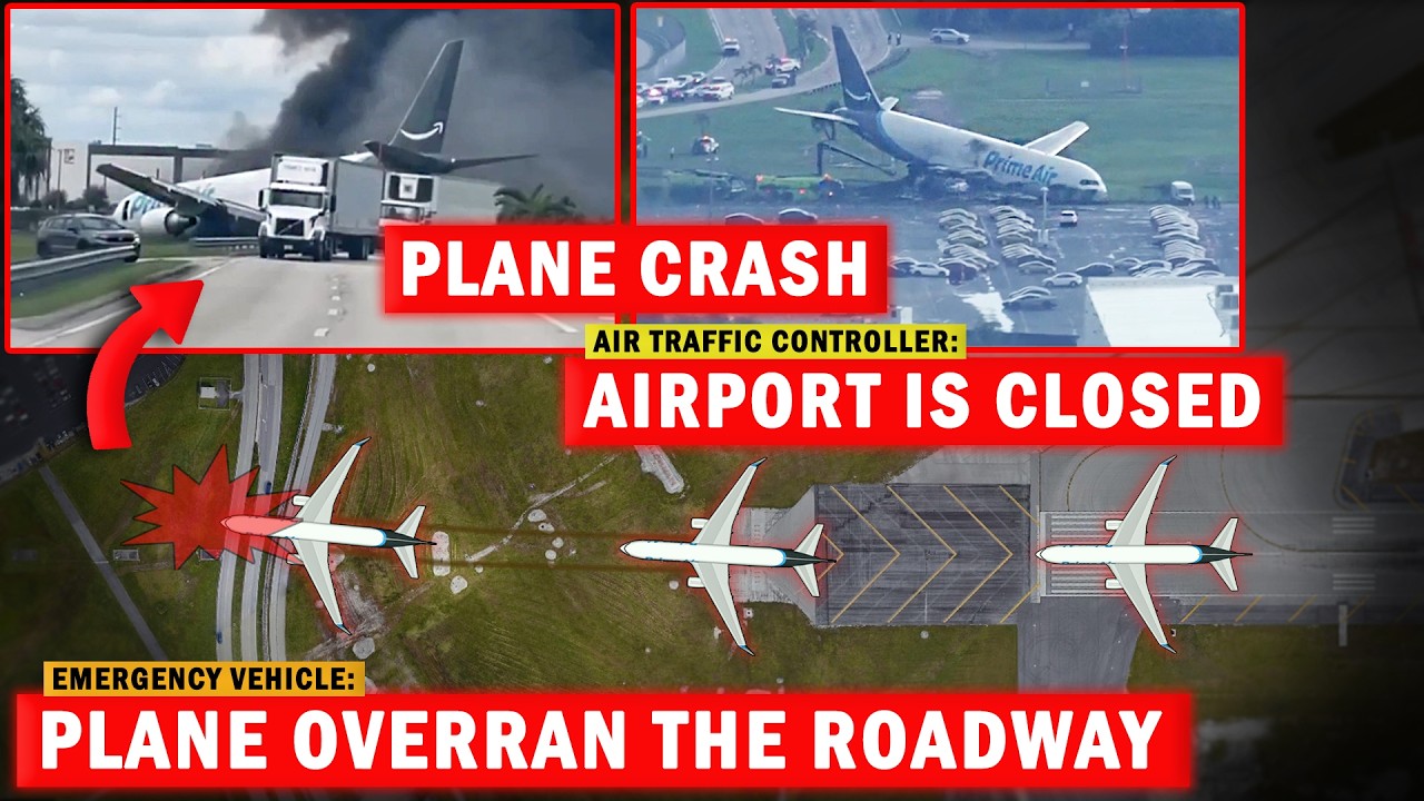 PrimeAir B767 RUNWAY OVERRUN | Crash through Roadway at Miami