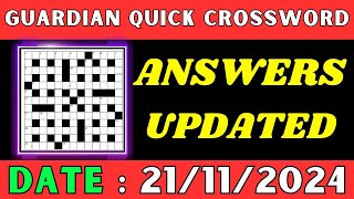 Guardian Quick Crossword Answers Today November 21 | Solved Quick crossword No 17019