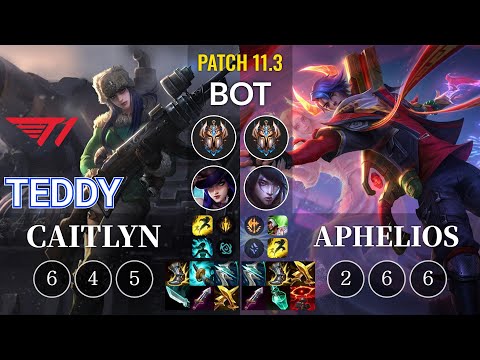 T1 Teddy Caitlyn vs Aphelios Bot - KR Patch 11.3