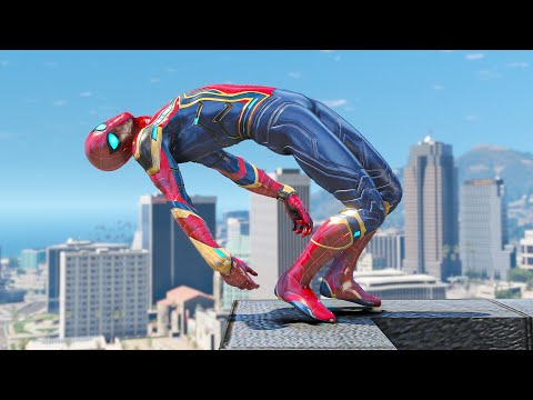 GTA 5 Iron Spiderman Falling off Highest Buildings - Episode 14 (Euphoria Ragdolls)