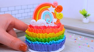 Beautiful Miniature Colorful Cake Birthday 🌈 Miniature Satisfying Rainbow Cake Decorating Ideas