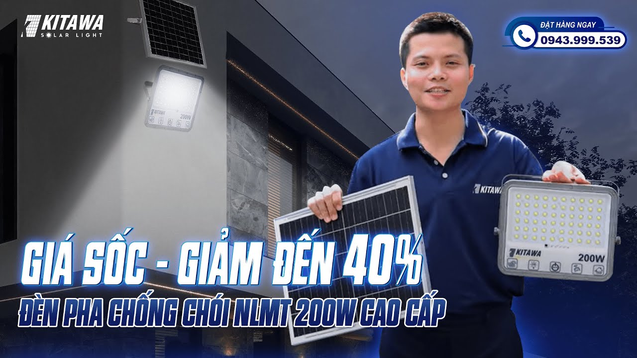 Đèn Pha Chống Chói Năng Lượng Mặt Trời 200W KITAWA - DP15.200