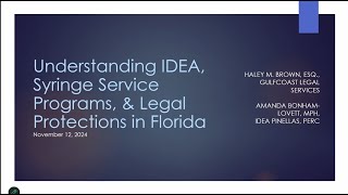 Understanding IDEA, Syringe Service Programs, & Legal Protections in Florida