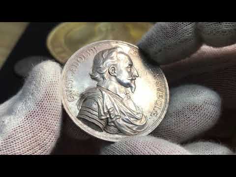 Drottning Kristina och Gustav II Adolf graverad av Arvid Karlsteen från Roberto Delzanno Numismatik