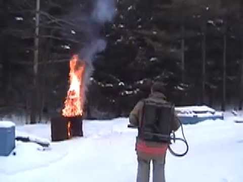 Flamethrower Test firing flame thrower Real military unit burning stuff