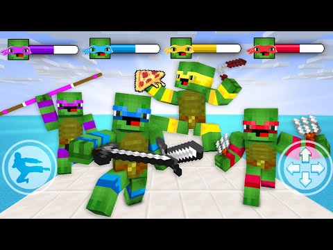 Mikey Became Teenage Mutant Ninja Turtles - Leo, Donnie, Raph and JJ - Maizen Minecraft Animation