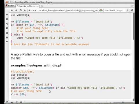 Beginner Perl Maven tutorial: 3.5 - open or die