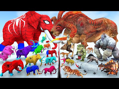 Prehistoric Mammals vs Spidey Animals Size Comaprison Epic Battle Animal Revolt Battle Simulator